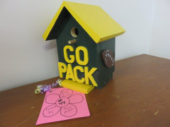 #44 Packer Bird House made & donated by Terry Miller