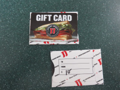 2 each $10.00 gift cards to Jimmy John's in Waupun