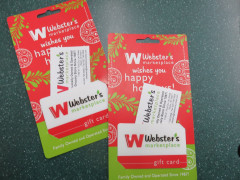 2 each $10.00 gift cards. Thanks Webster's in Ripon